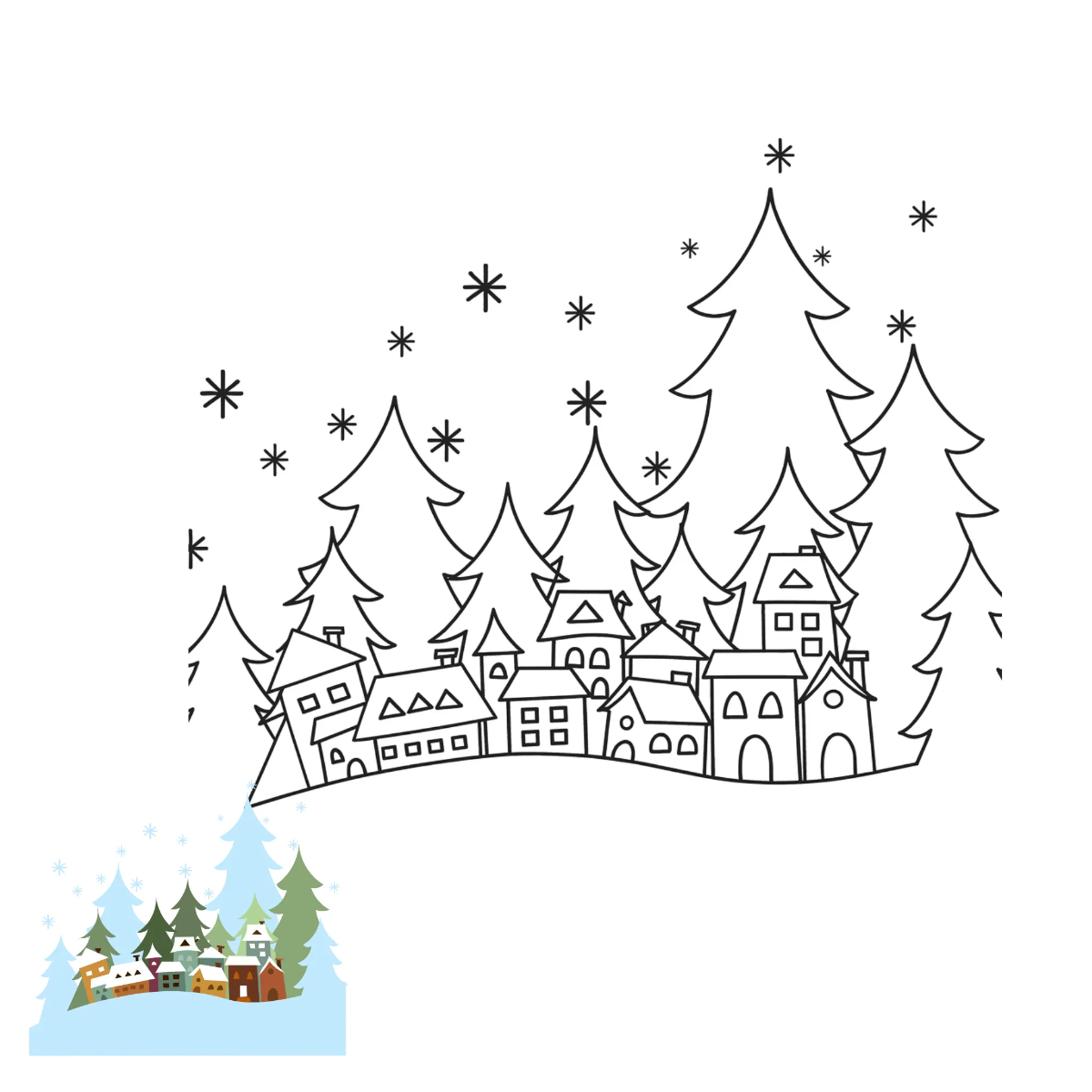 Free Winter Wonderland Coloring Page Template to Edit Online