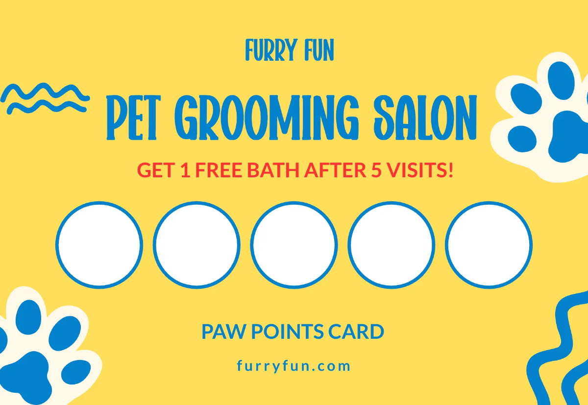 Free Pet Grooming Punch Card Template to Edit Online