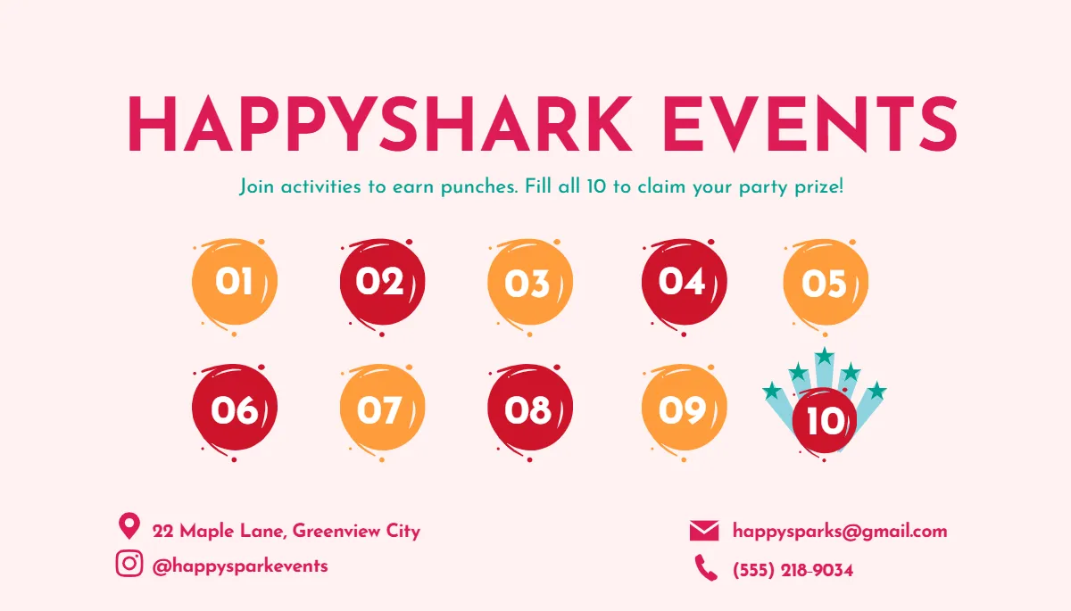 Free Party Punch Card Template to Edit Online