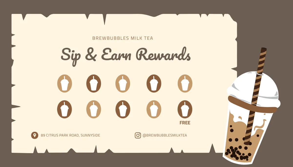Free Milk Tea Punch Card Template to Edit Online