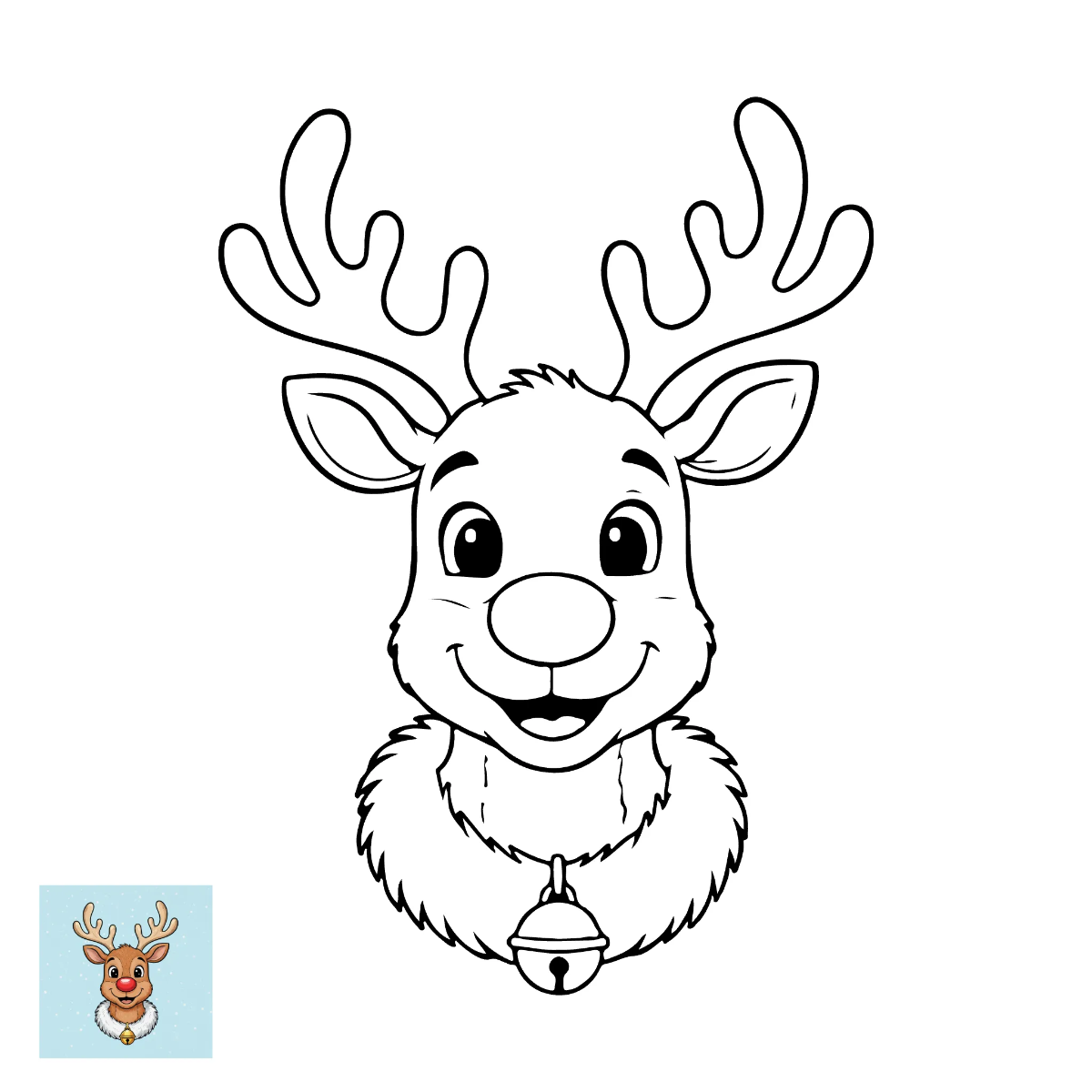 Free Reindeer Christmas Coloring Page Template to Edit Online