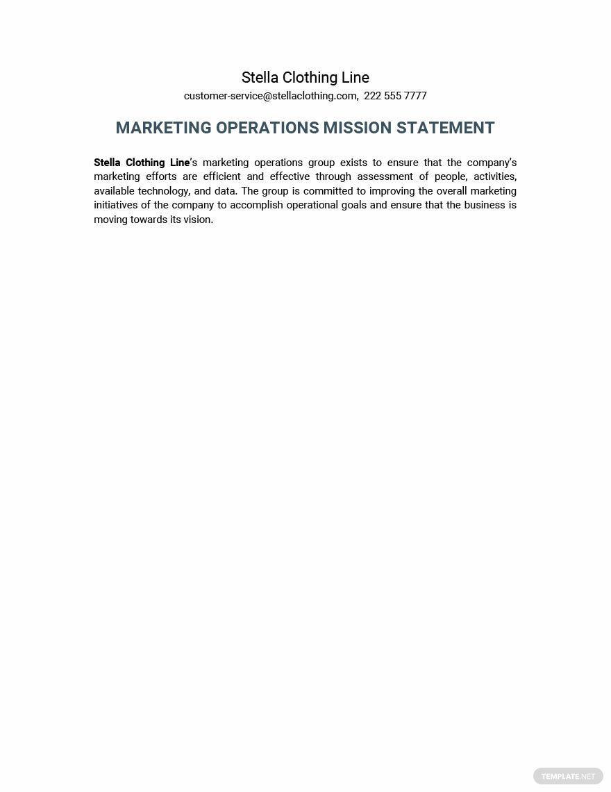 Marketing Department Mission Statement Template - Google Docs, Word ...
