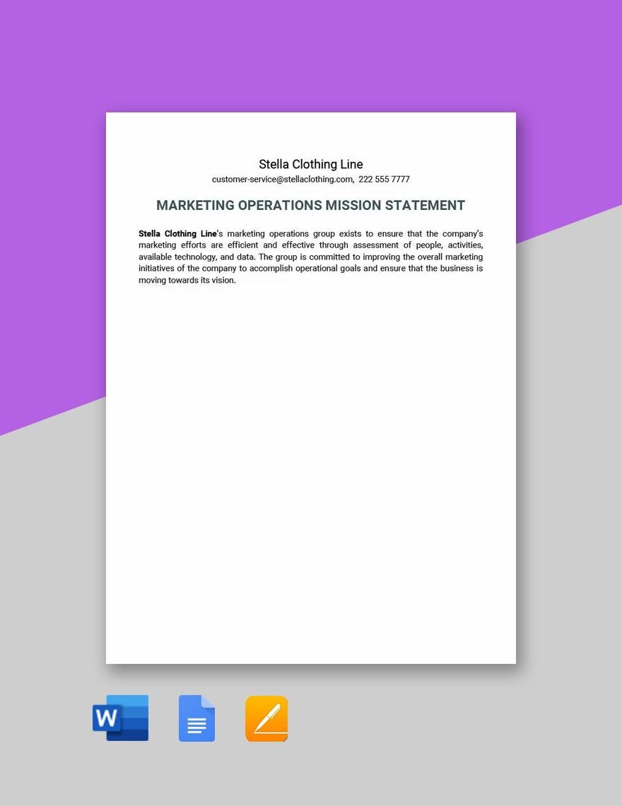 Marketing Operations Mission Statement Template