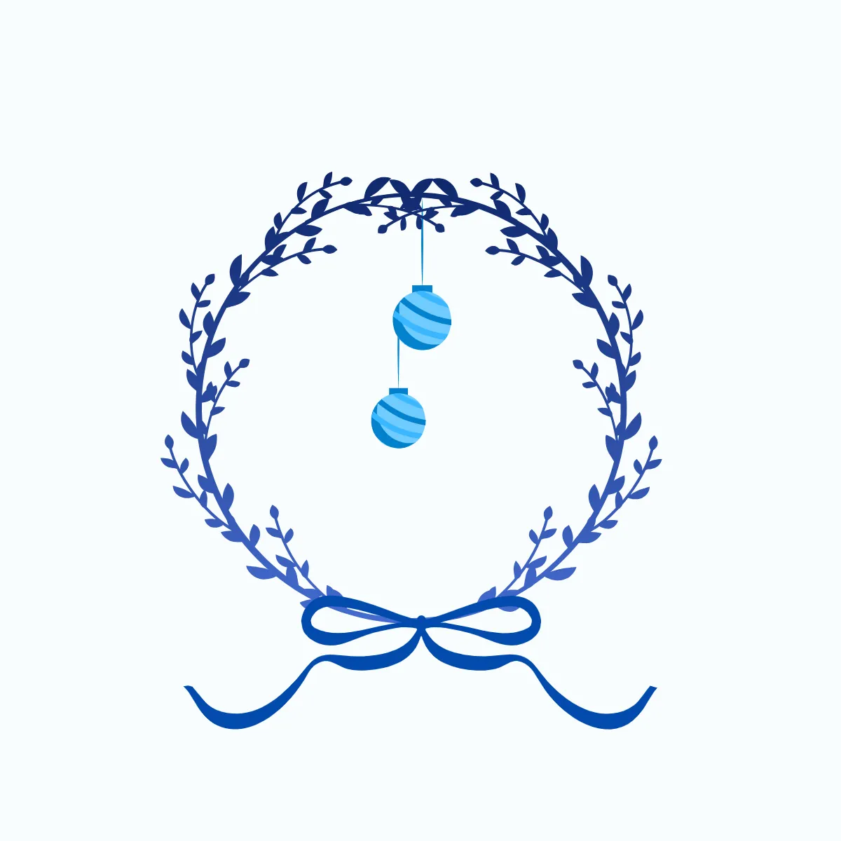 Free Blue Christmas Wreath Clipart Template to Edit Online
