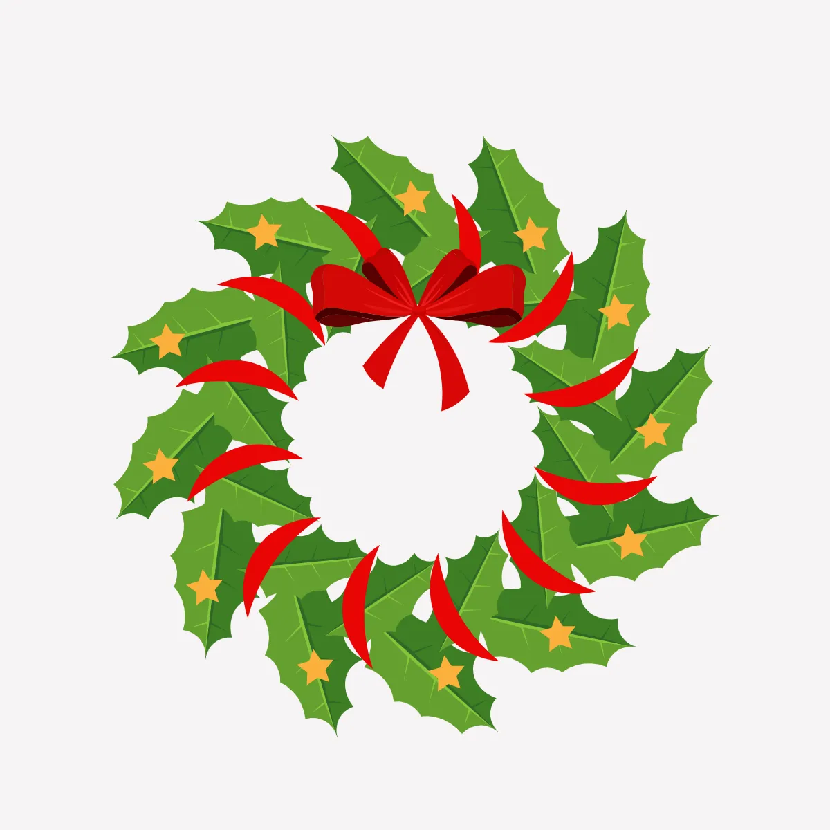 Free Green With Red Ribbon Christmas Wreath Clipart Template to Edit Online