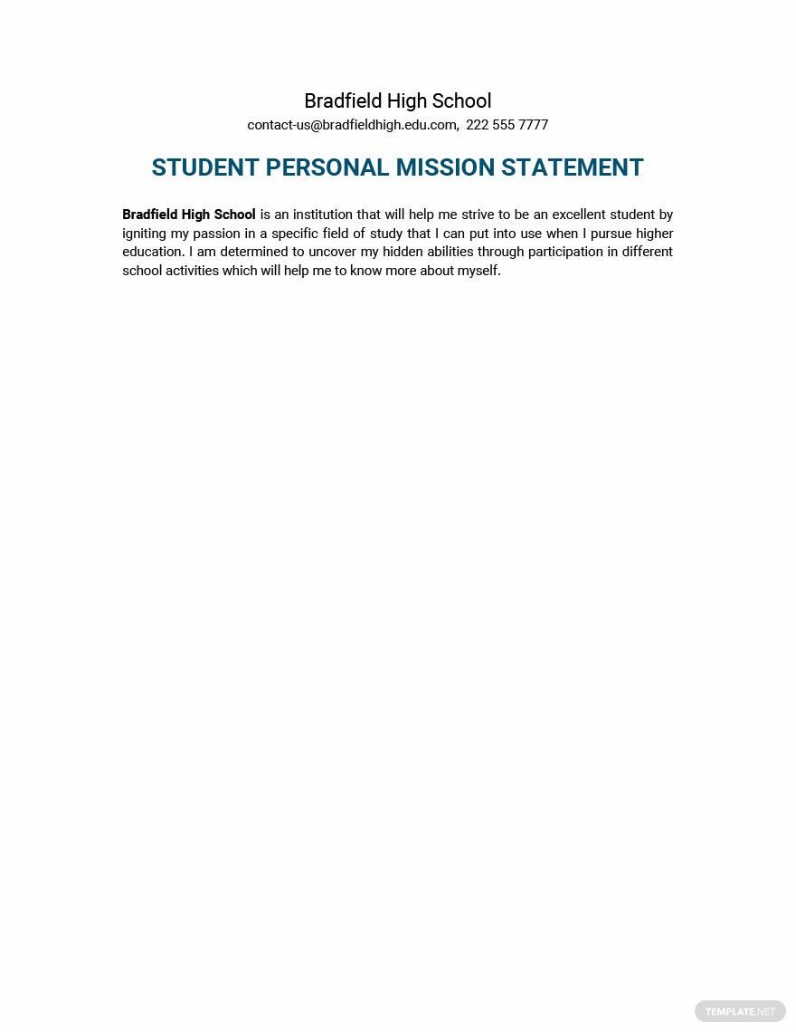 Student Personal Mission Statement Template