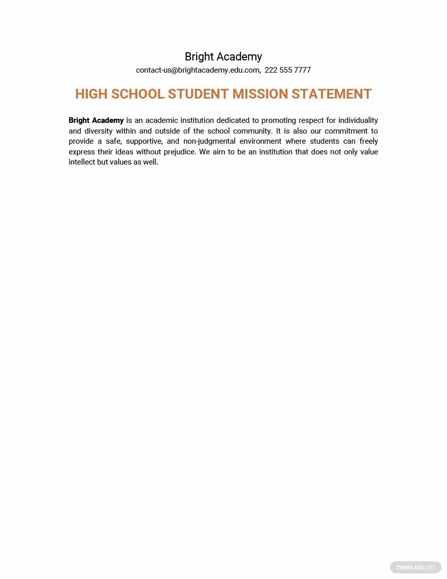 School Mission Statement for Students Template Google Docs, Word