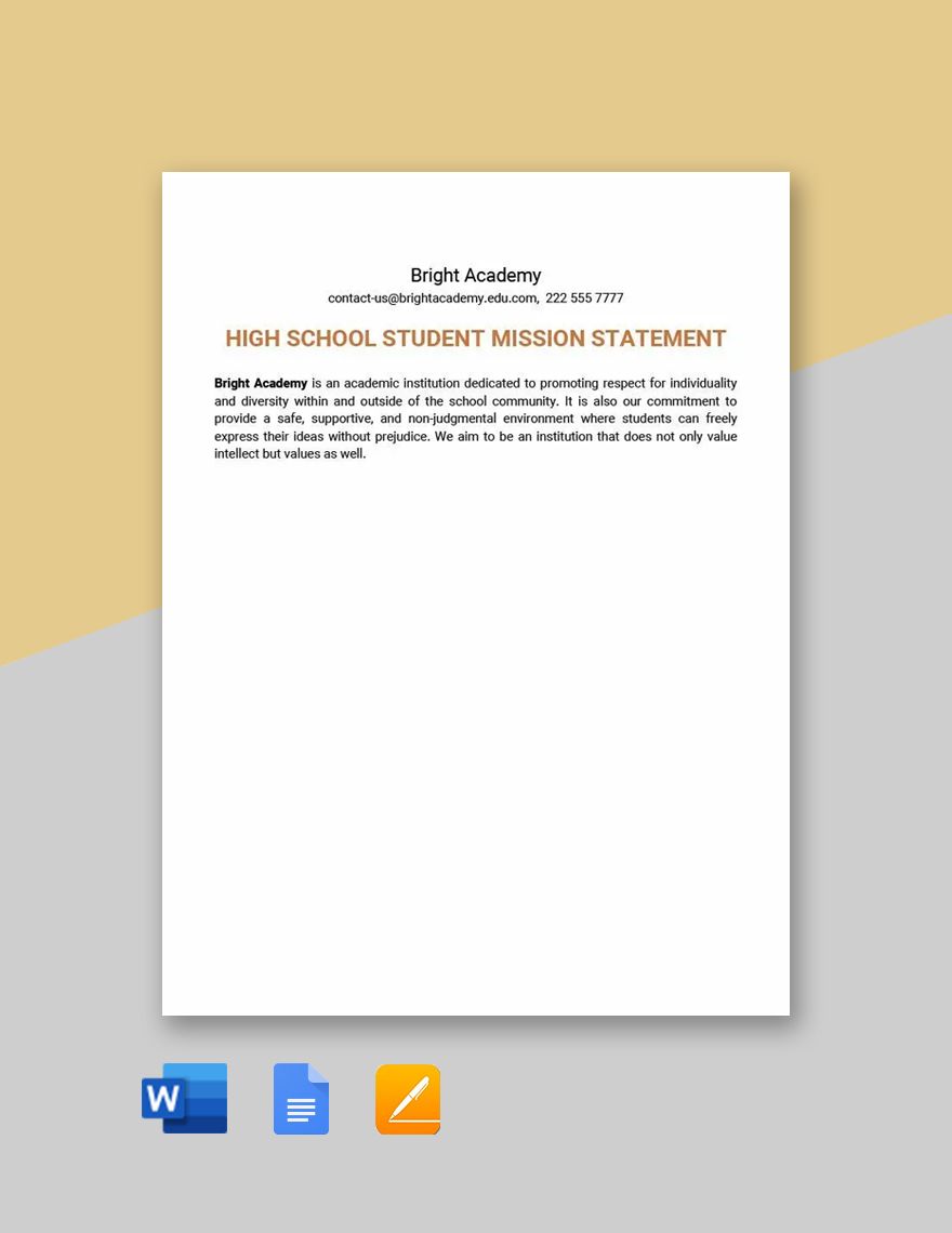 School Mission Statement for Students Template