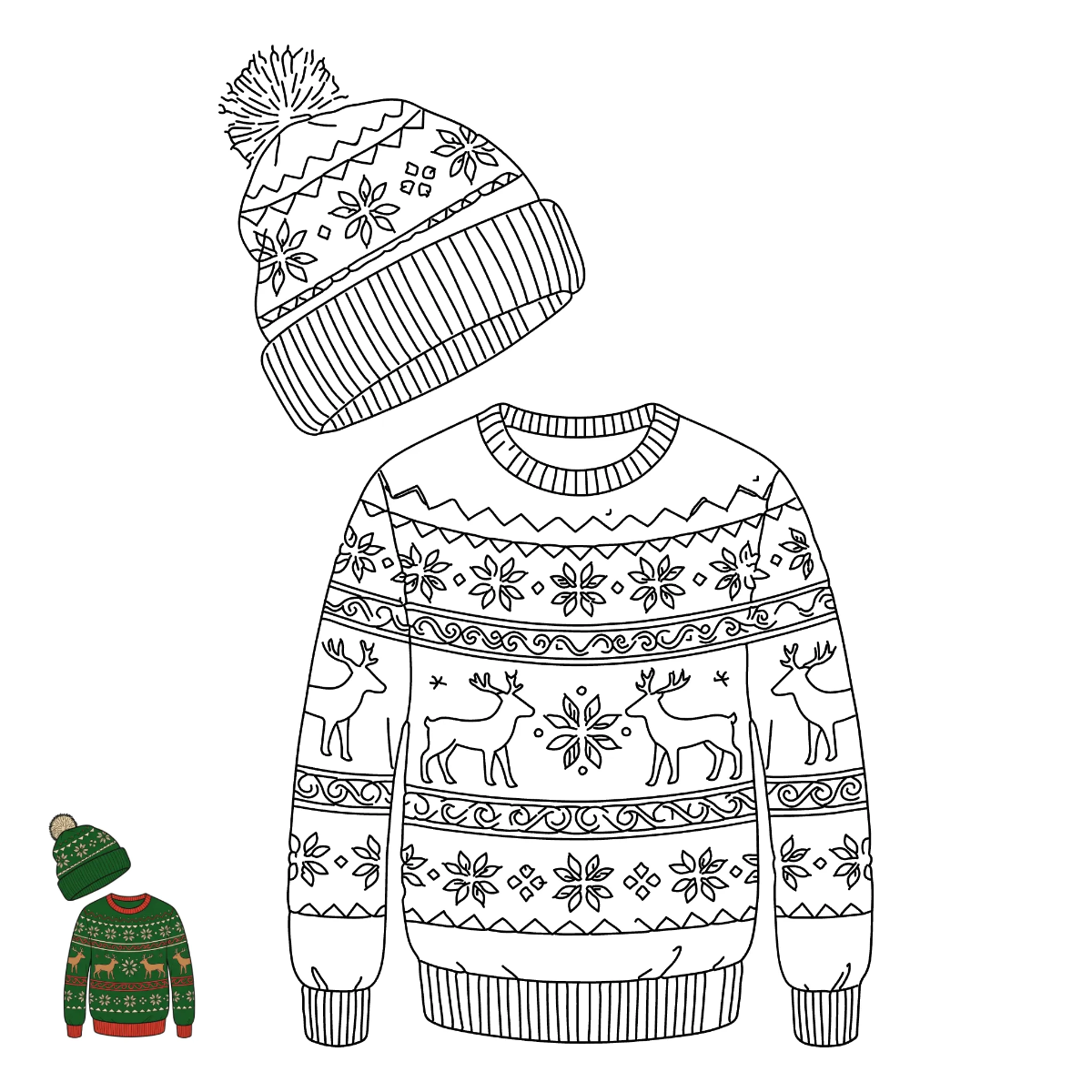 Free Cozy Christmas Coloring Page Template to Edit Online