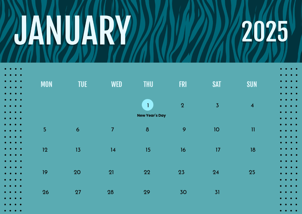 Free Creative January 2026  Calendar Template to Edit Online