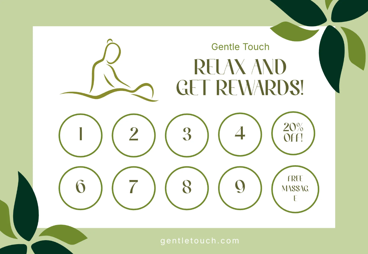 Spa Punch Card Template