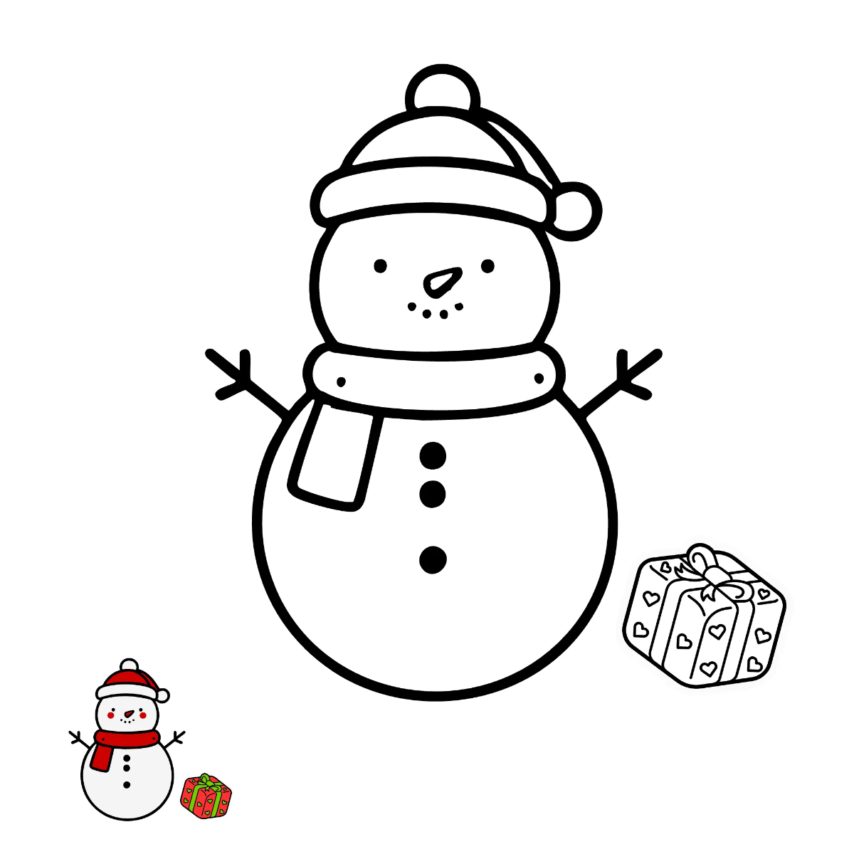 Free Kawaii Christmas Coloring Page Template to Edit Online