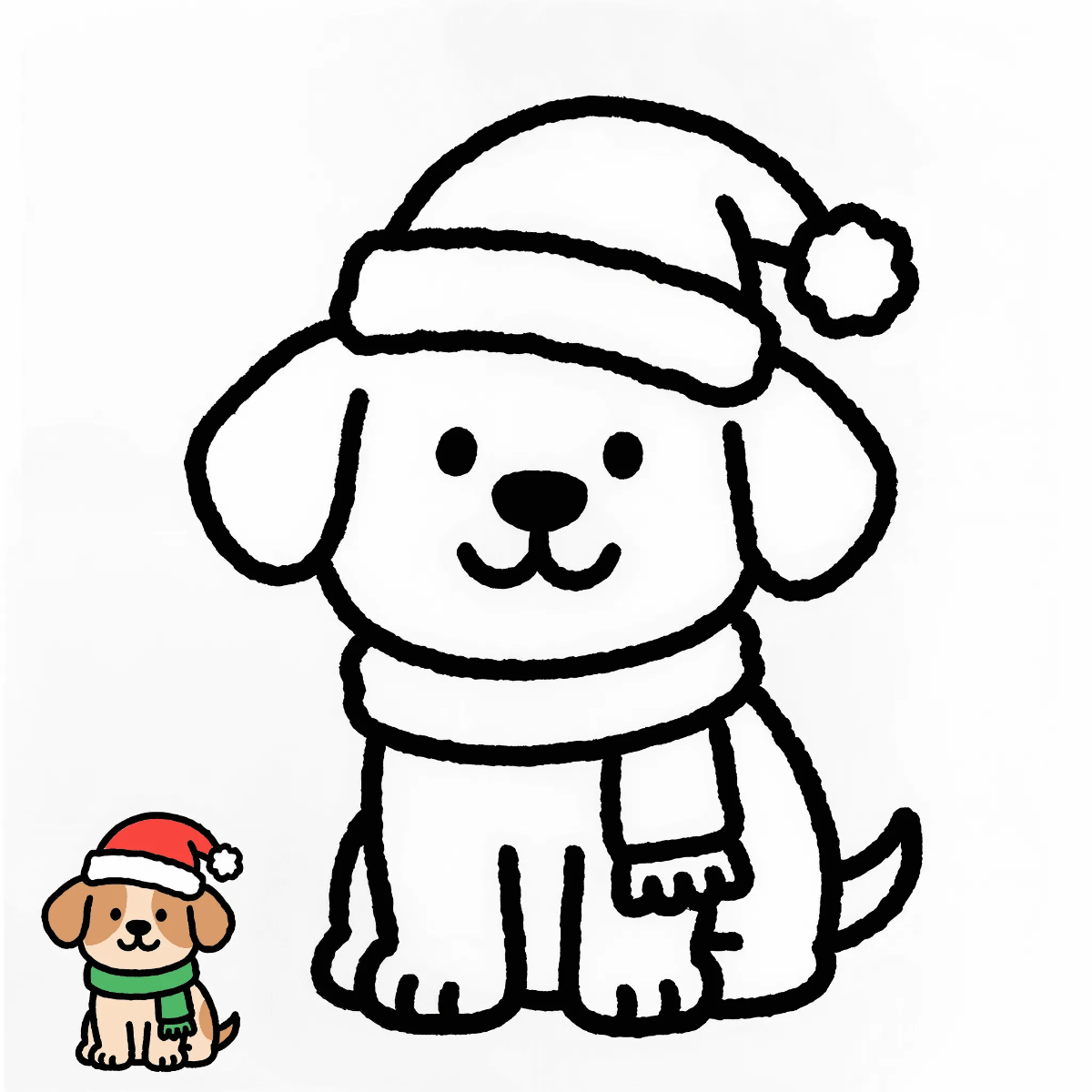 Free Puppy Christmas Coloring Page Template to Edit Online