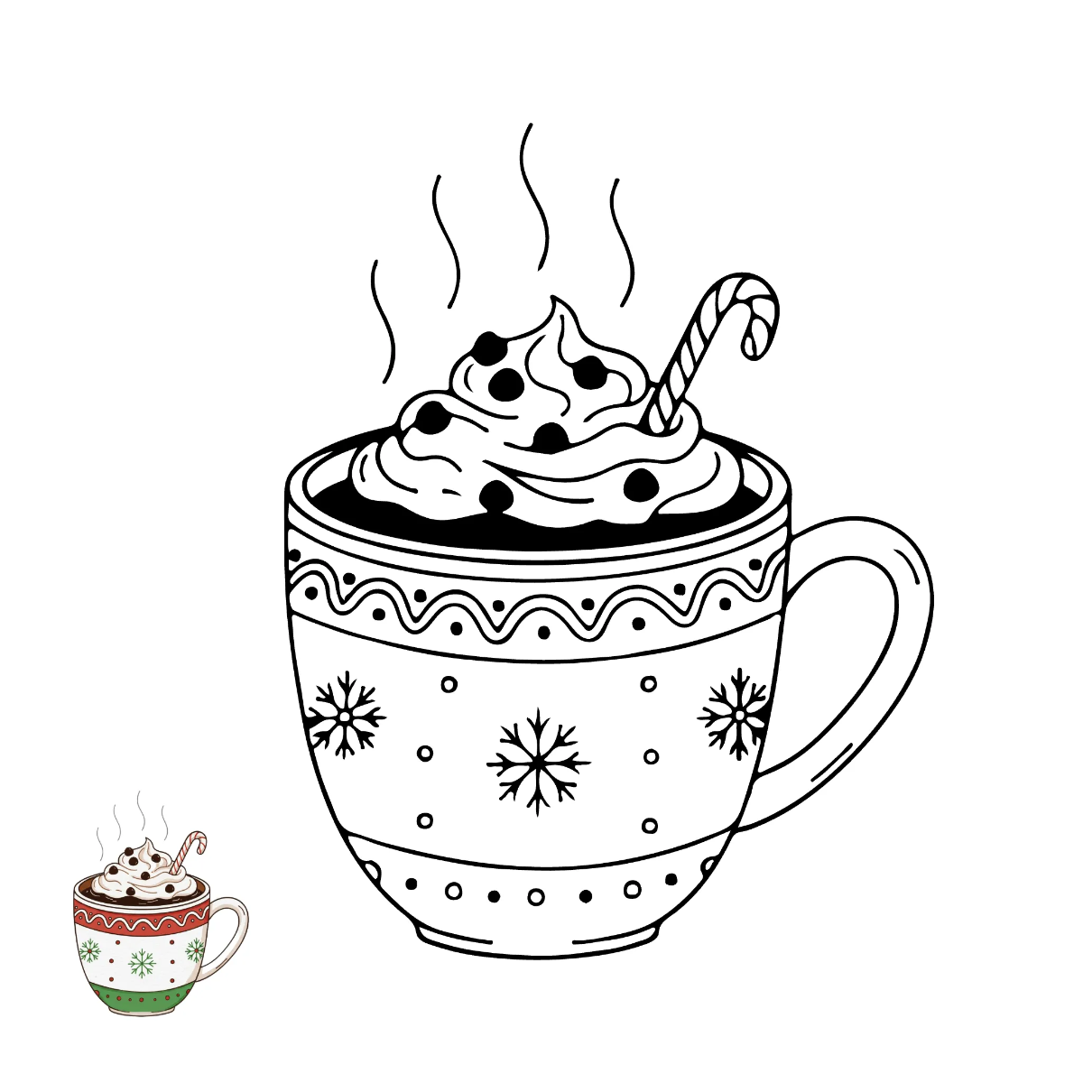 Free Hot Cocoa Christmas Coloring Page Template to Edit Online