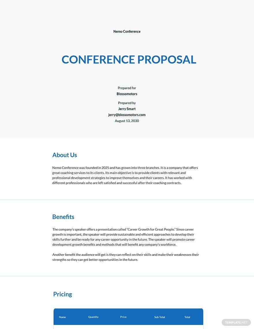 Free Conference Proposal Template