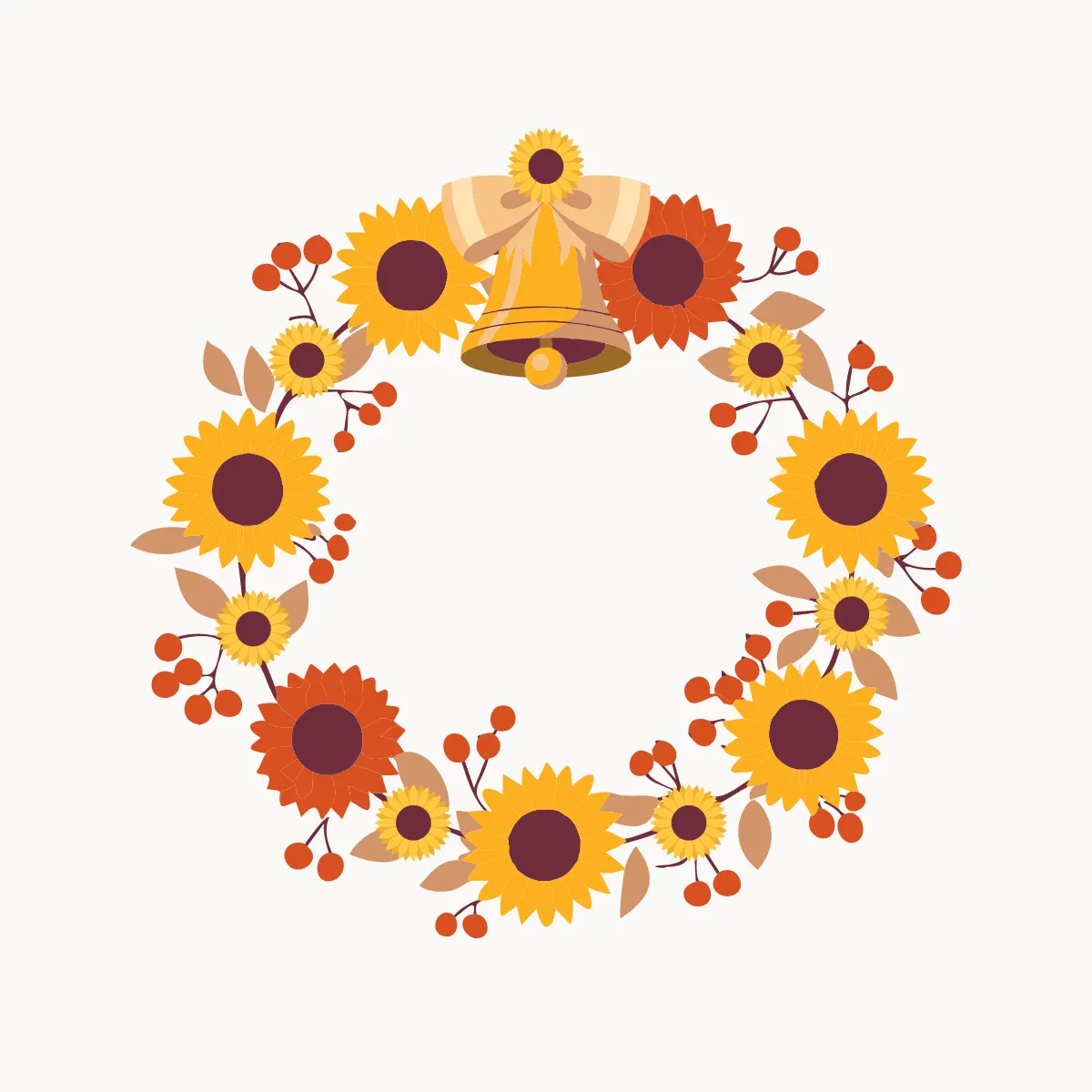 Free Sunflower Christmas Wreath Clipart Template to Edit Online