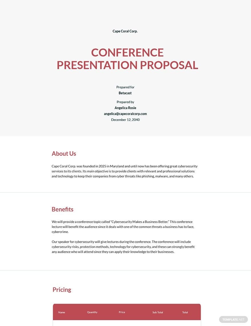 Free Conference Presentation Proposal Template