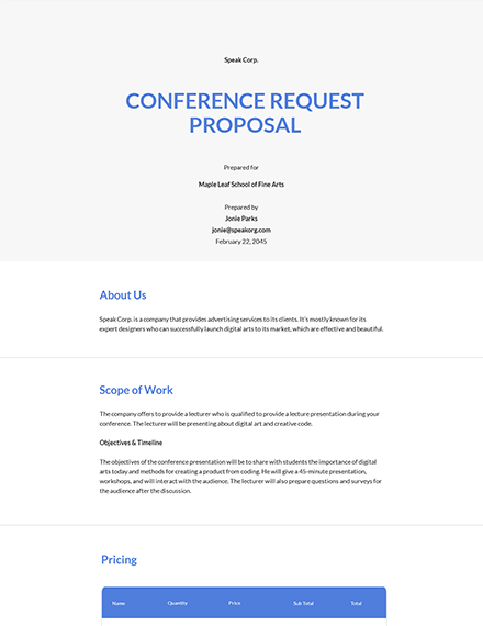 Conference Request for Proposal Template