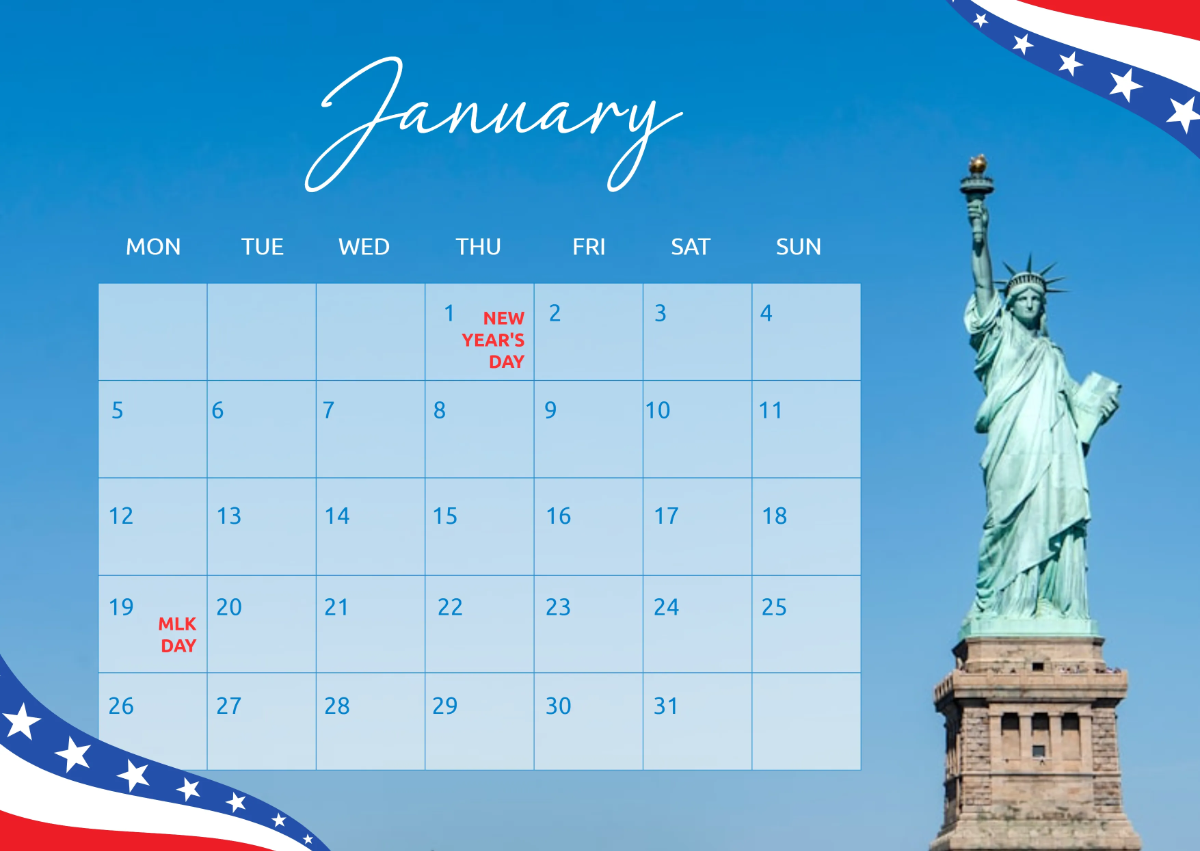 Free January 2026 USA Holidays Calendar Template to Edit Online Free January 2026 USA Holidays Calendar Template to Edit Online