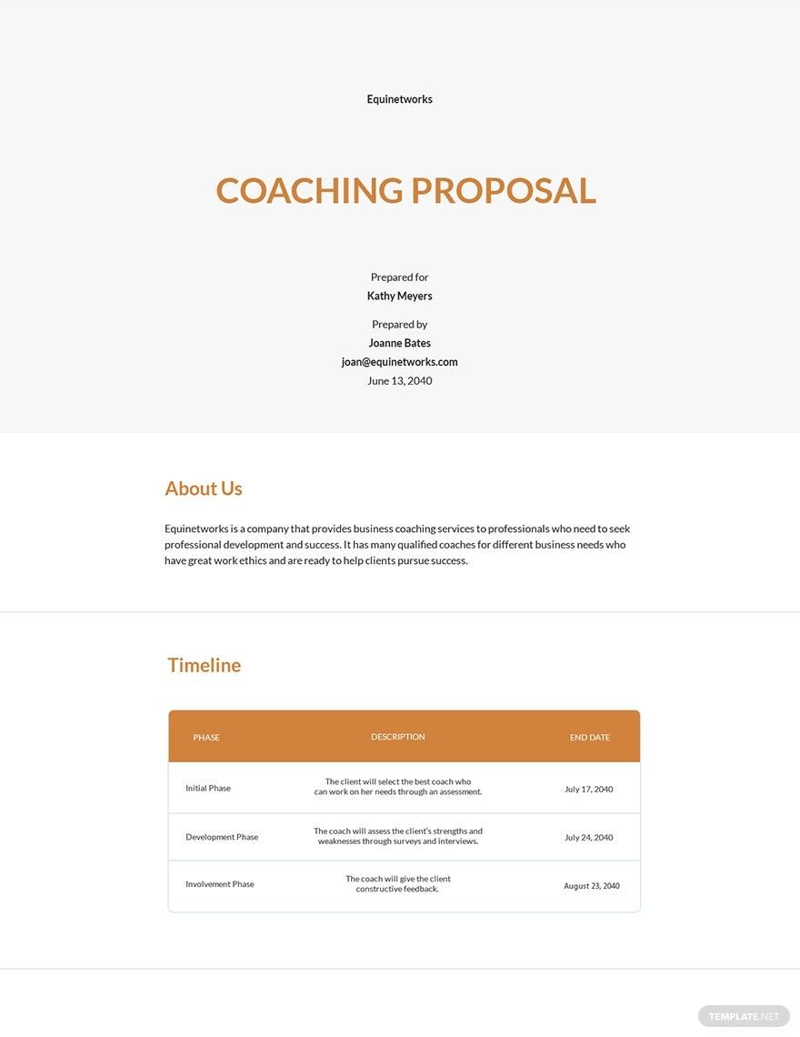 Sample Coaching Proposal Template