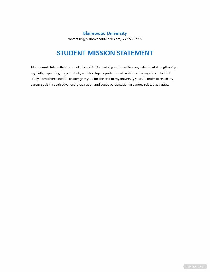 Free Sample Student Mission Statement Template