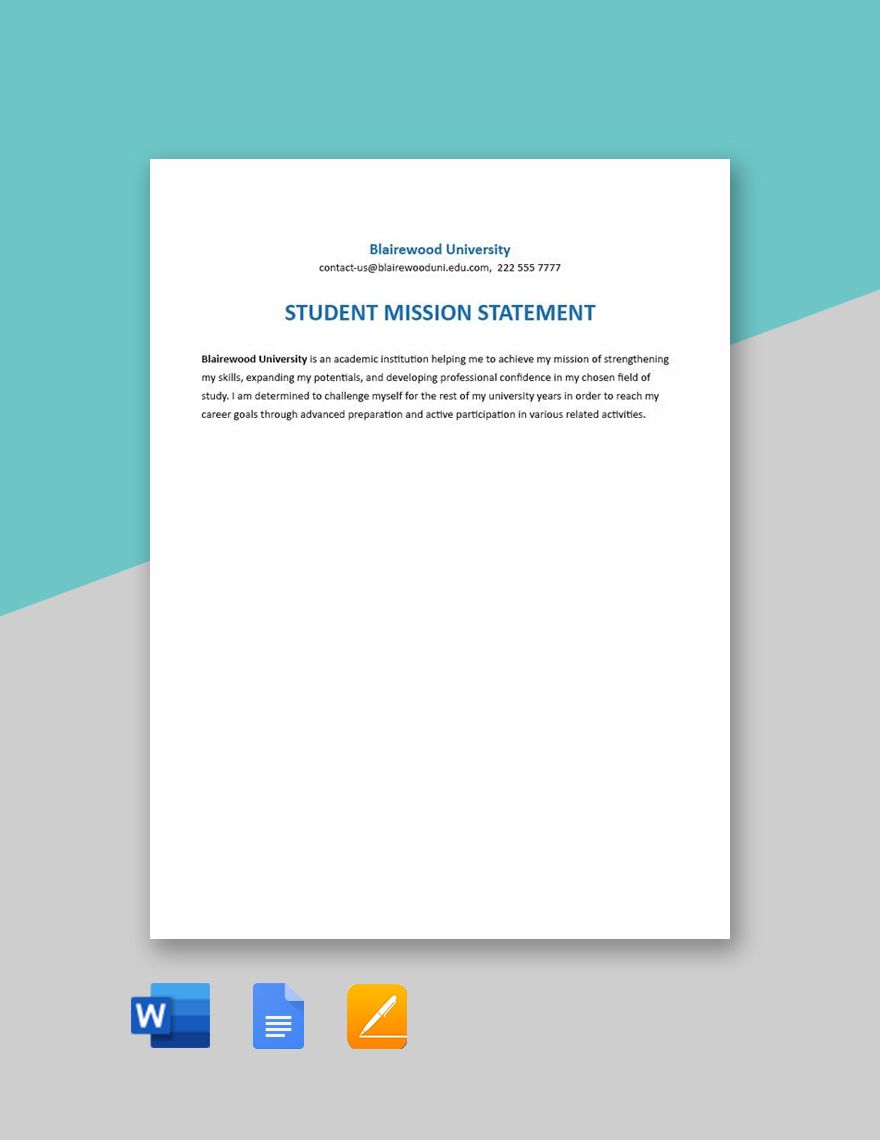 Sample Student Mission Statement Template