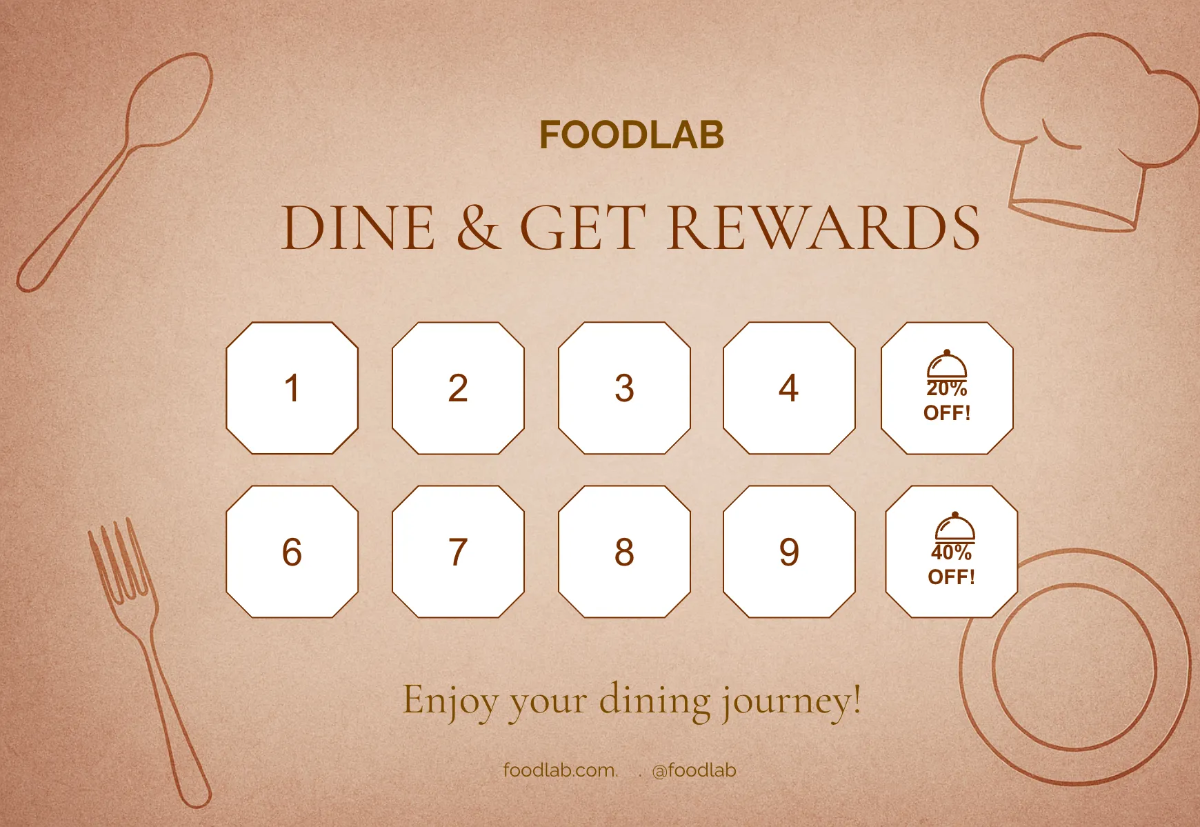 Free Restaurant Dining Punch Card Template to Edit Online