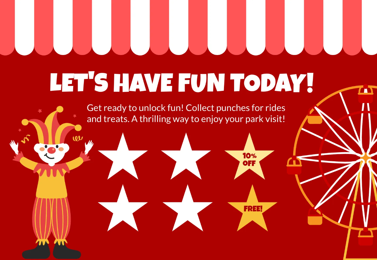 Free Theme Park Punch Card Template to Edit Online