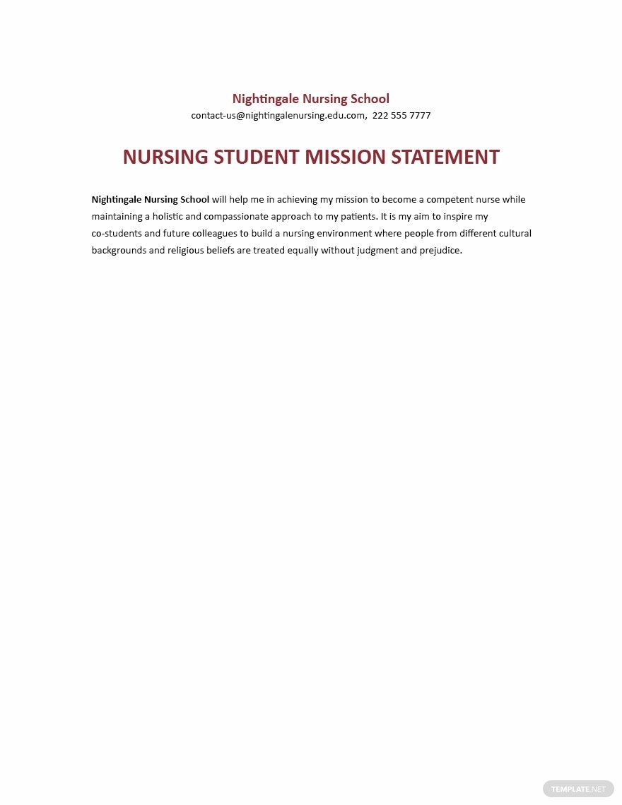 Nursing Student Mission Statement Template