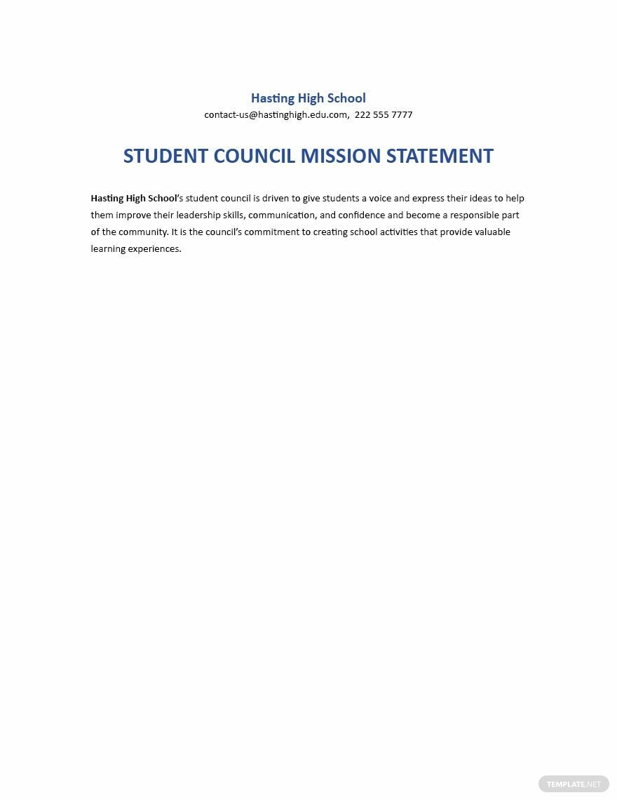 Student Council Mission Statement Template