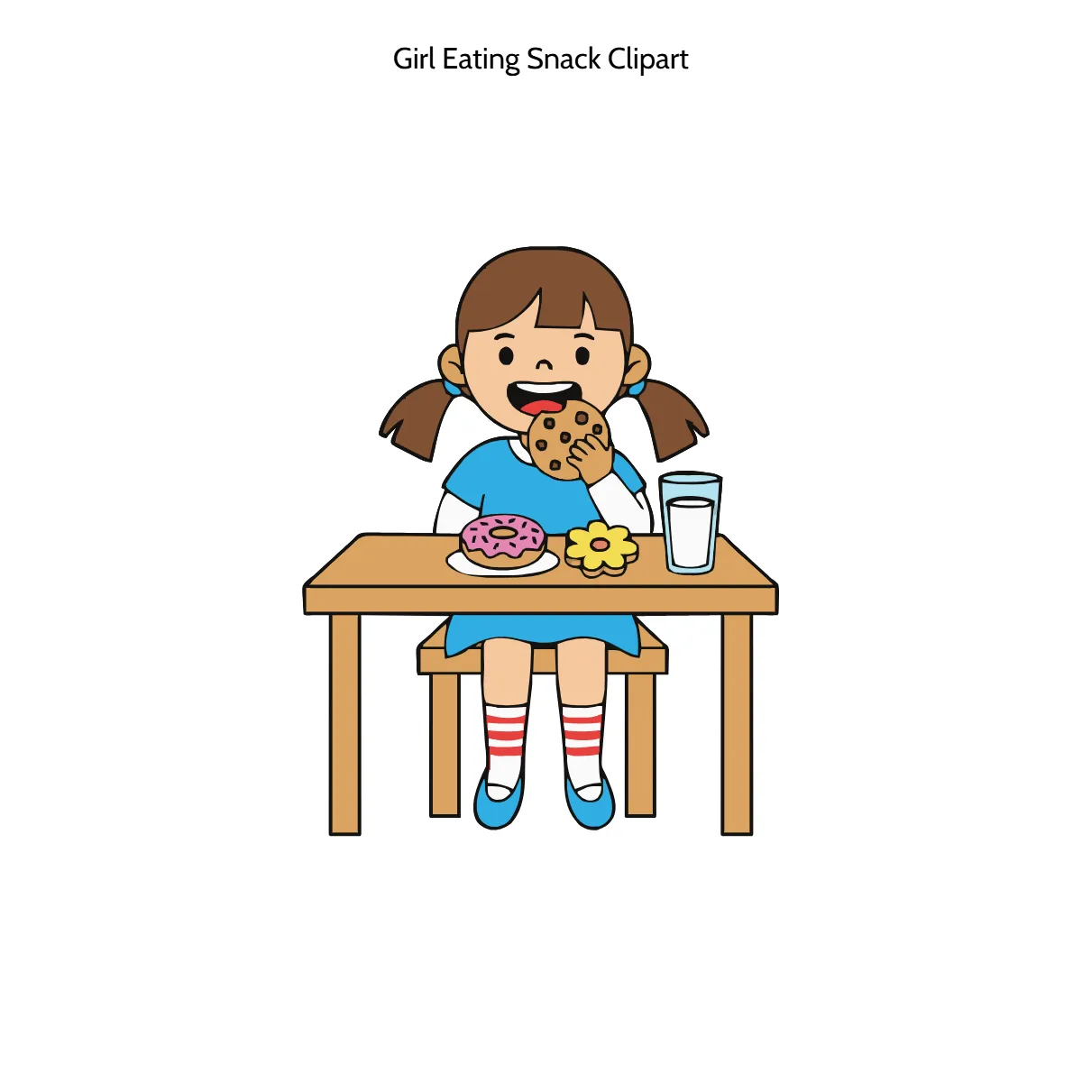 Free Girl Eating Snack Clipart Template to Edit Online