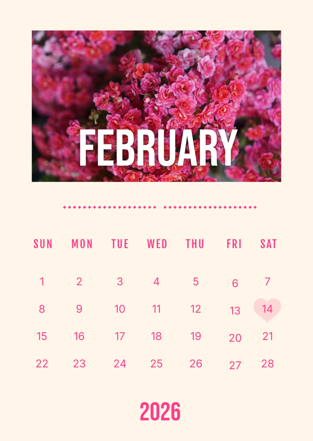 Free February 2026 Wall Calendar Template to Edit Online Free February 2026 Wall Calendar Template to Edit Online