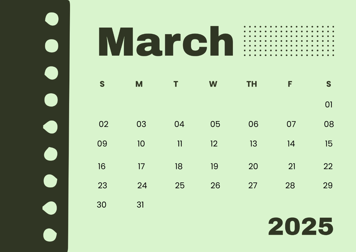 Free Simple March 2026 Calendar Template to Edit Online