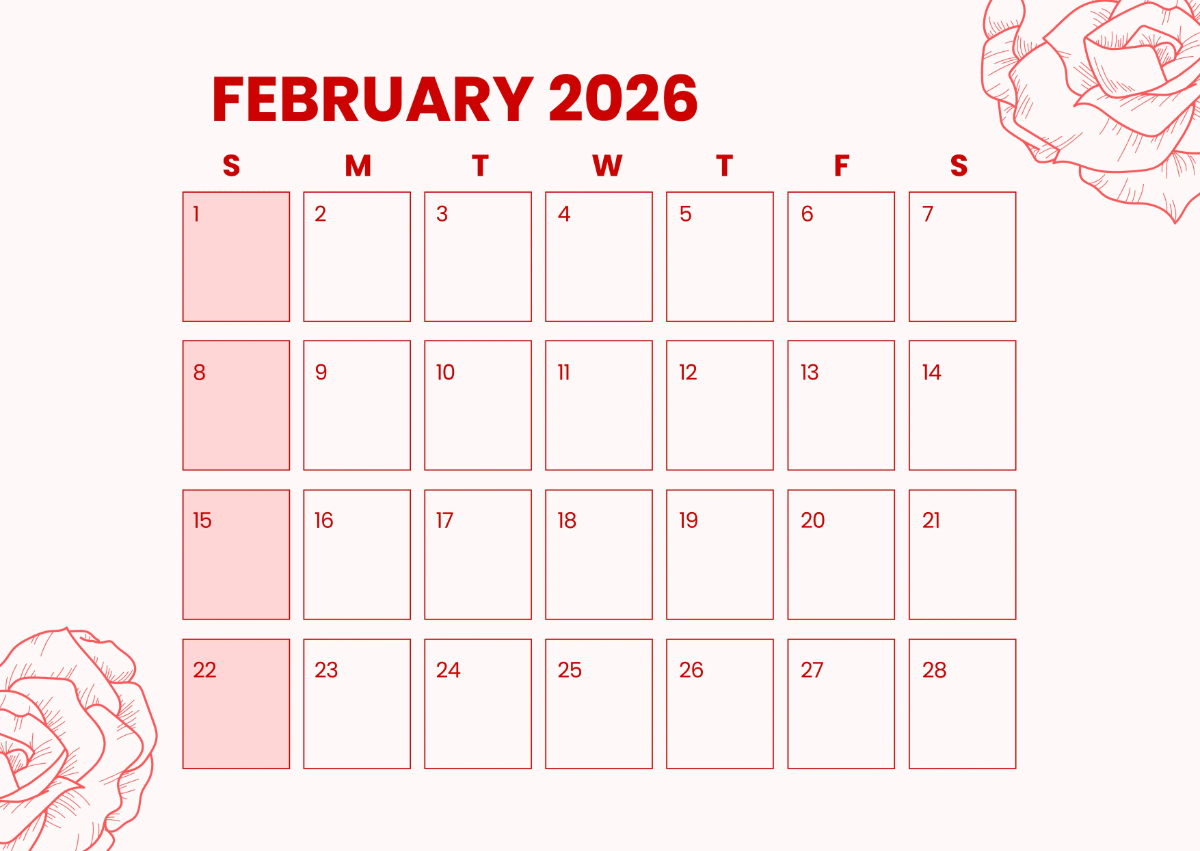 Free Simple February 2026 Calendar Template to Edit Online Free Simple February 2026 Calendar Template to Edit Online
