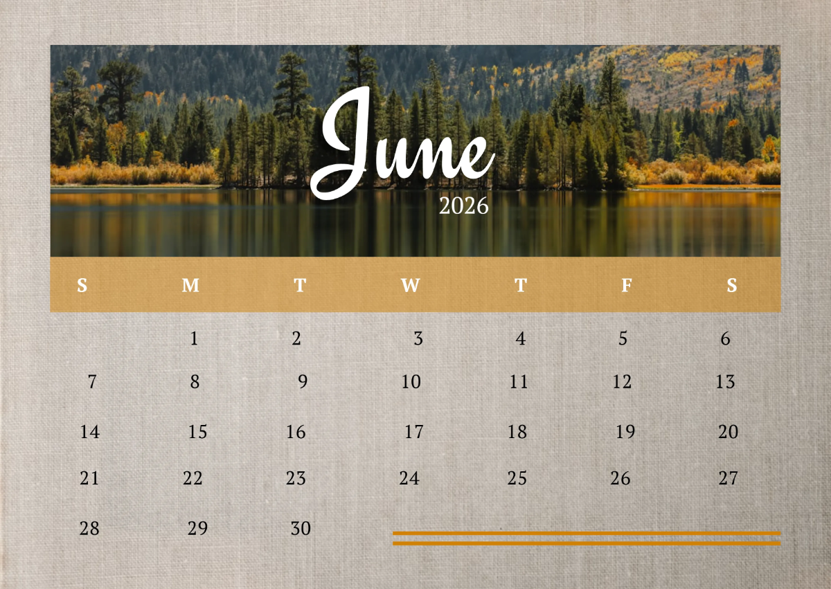 Free June 2026 Scenery Calendar Template to Edit Online
