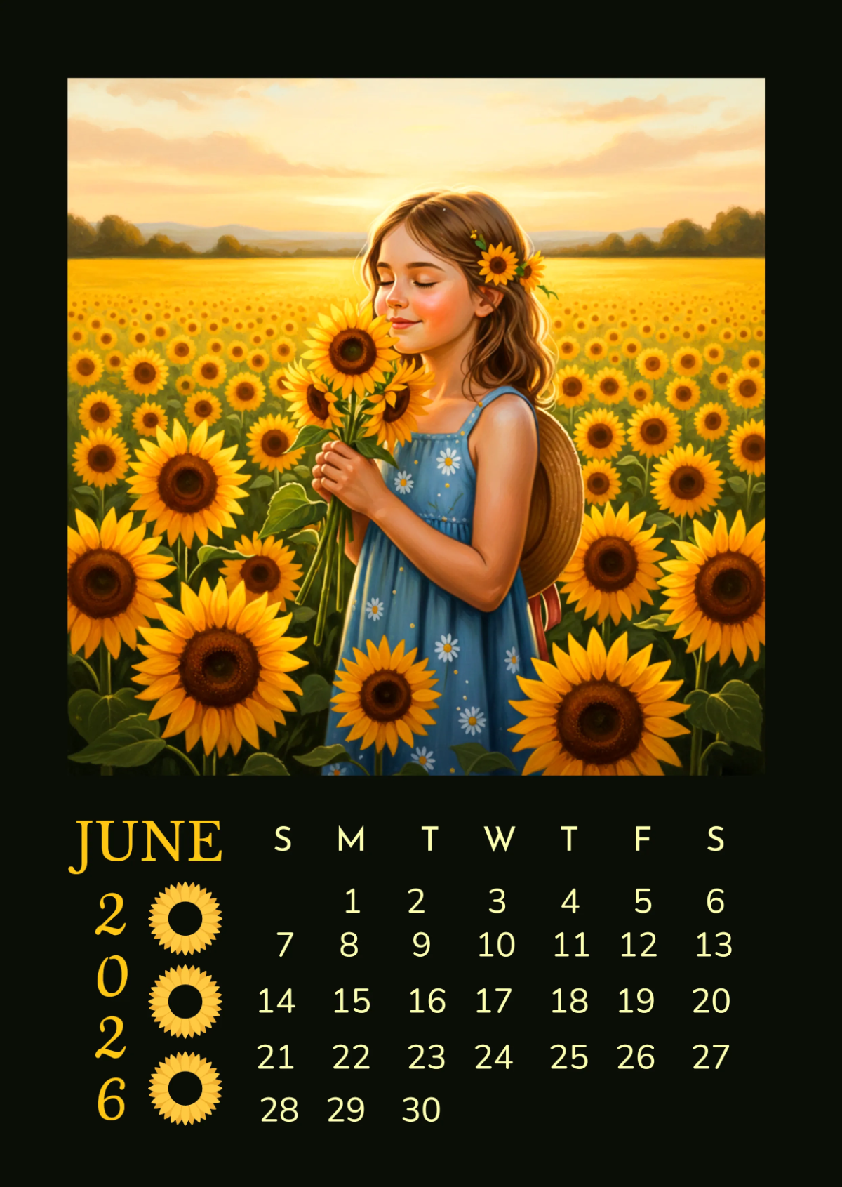 Free Beautiful June 2026 Calendar Template to Edit Online