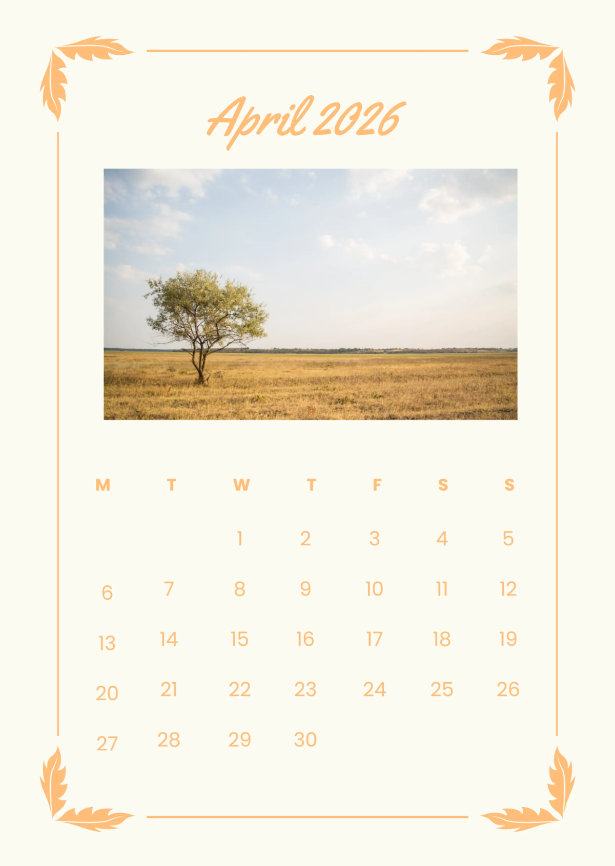 Free Creative April 2026 Desk Calendar Template to Edit Online