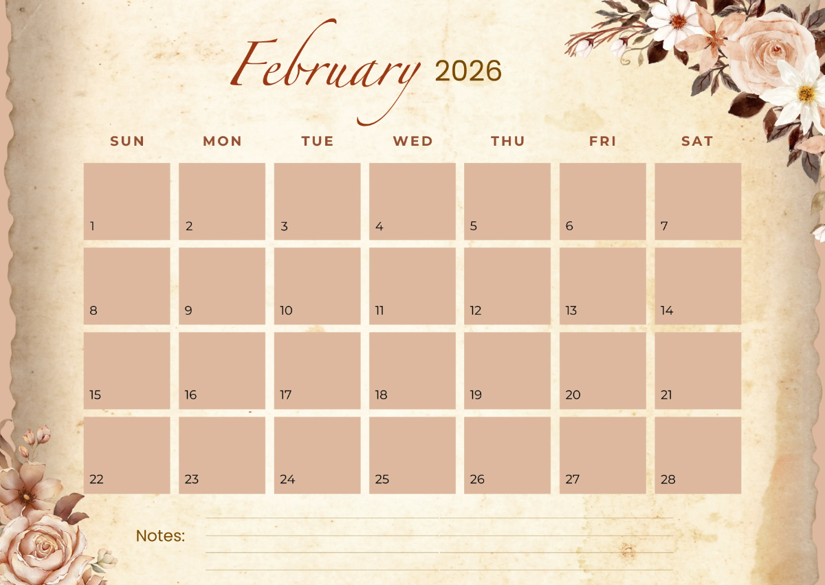 Free Rustic February 2026 Calendar Template to Edit Online