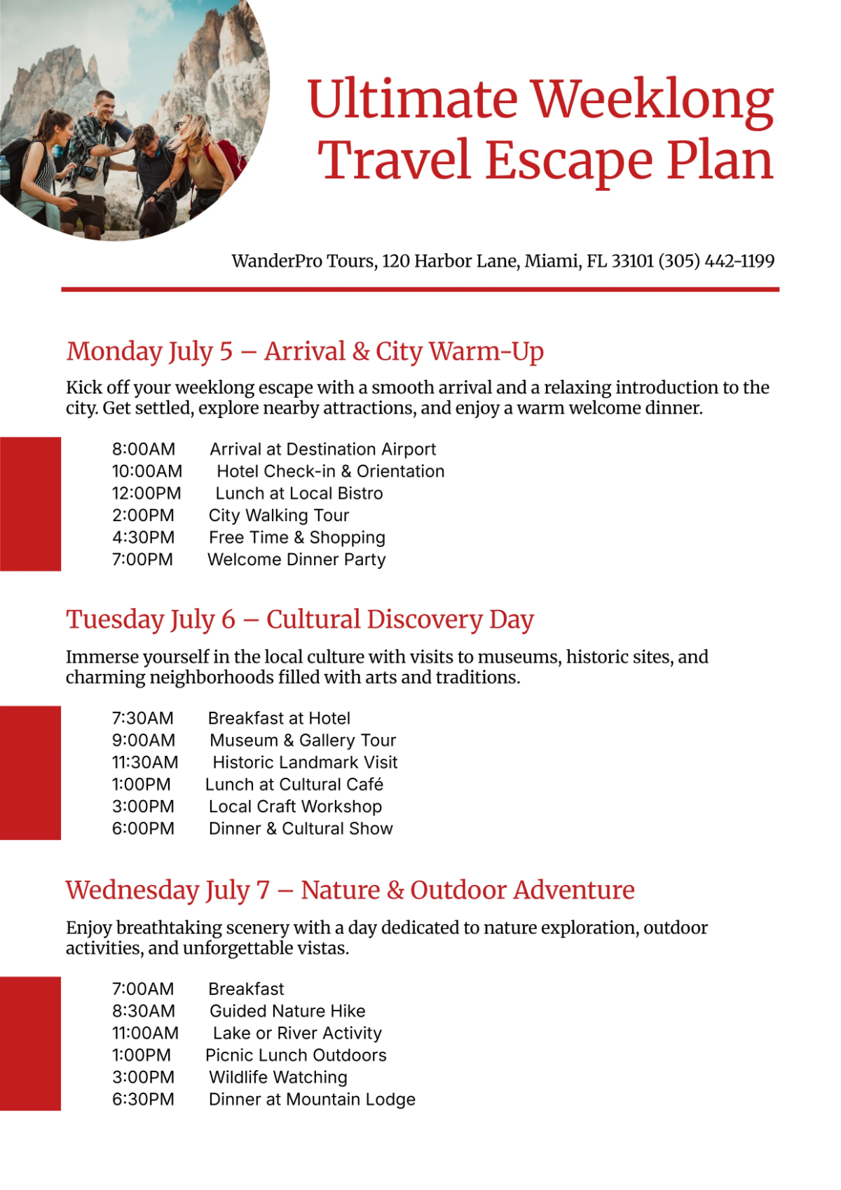 Free Printable Itinerary Template to Edit Online