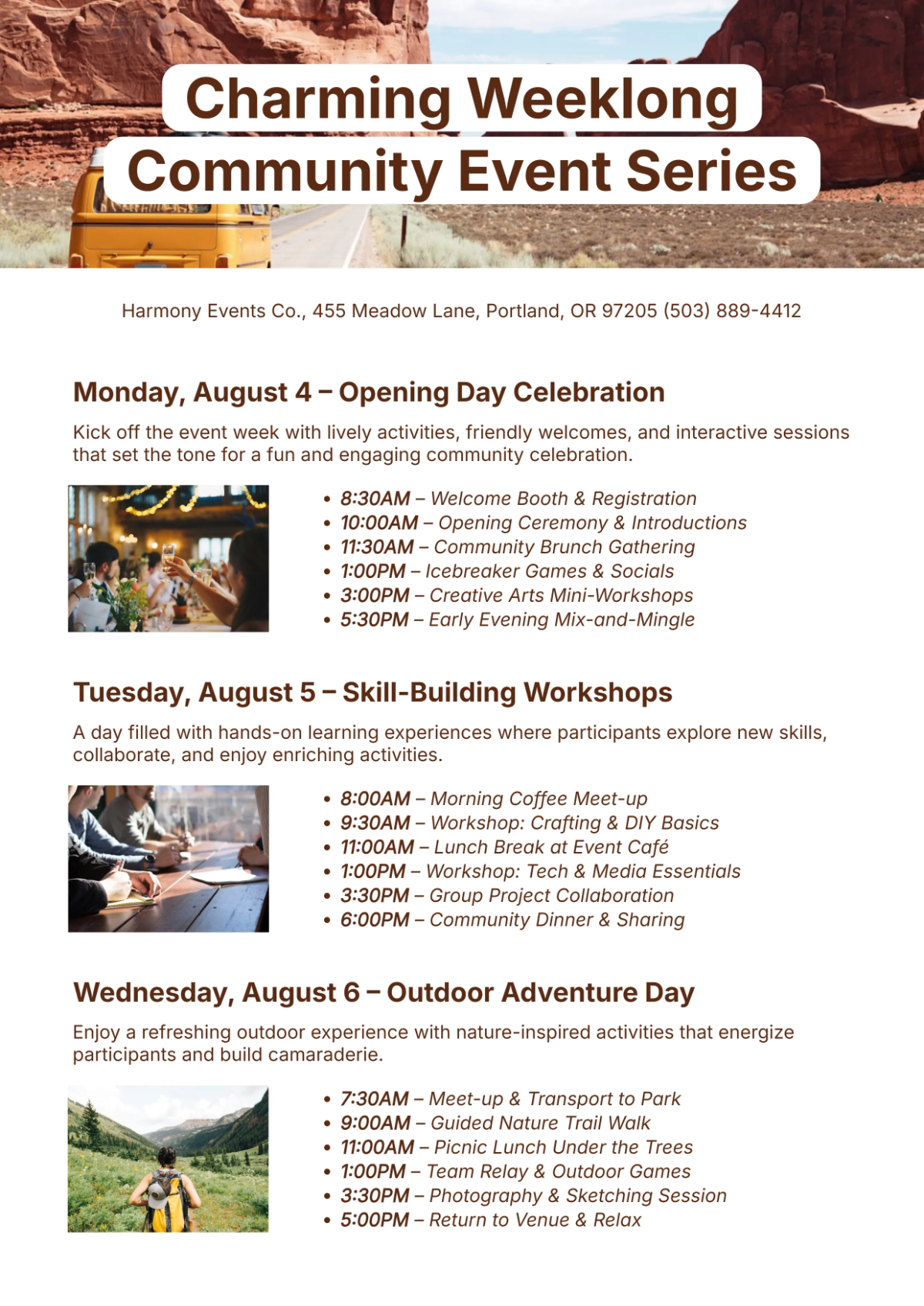 Free Editable Event Itinerary Template to Edit Online