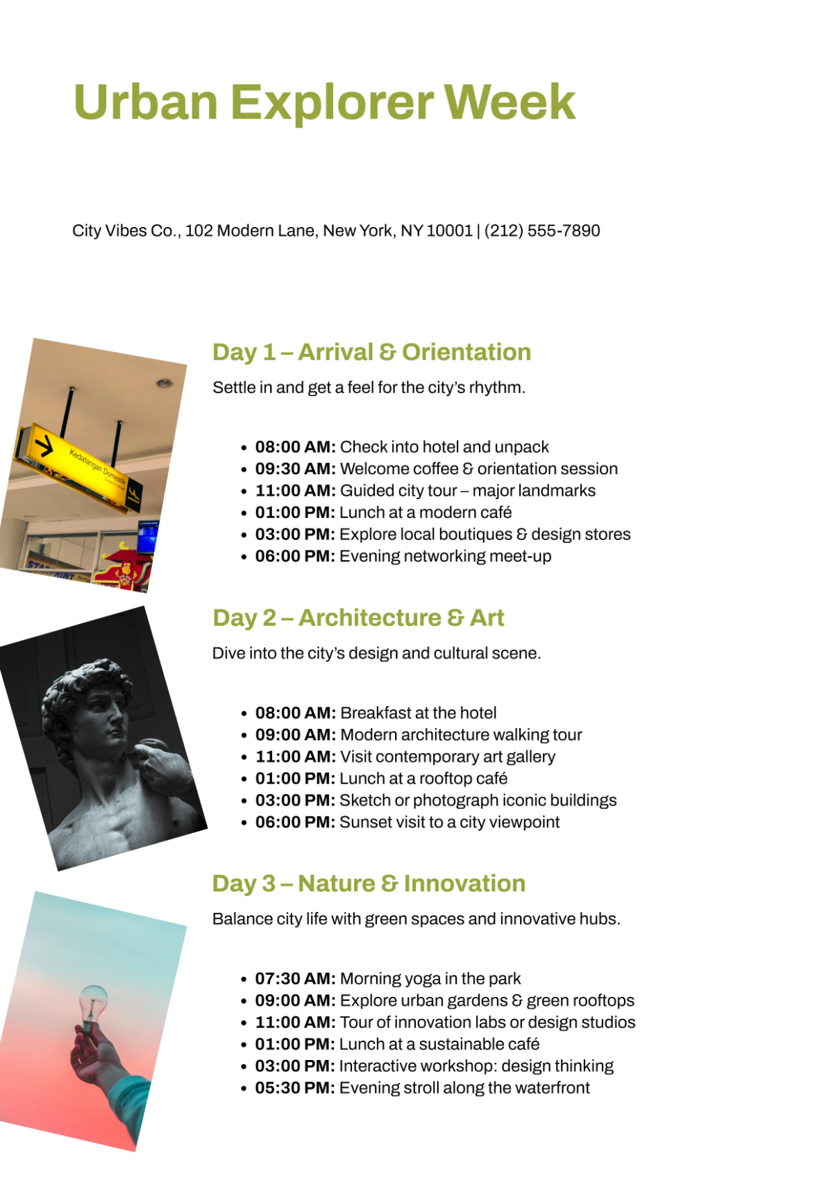 Free Design Layout Itinerary Template to Edit Online