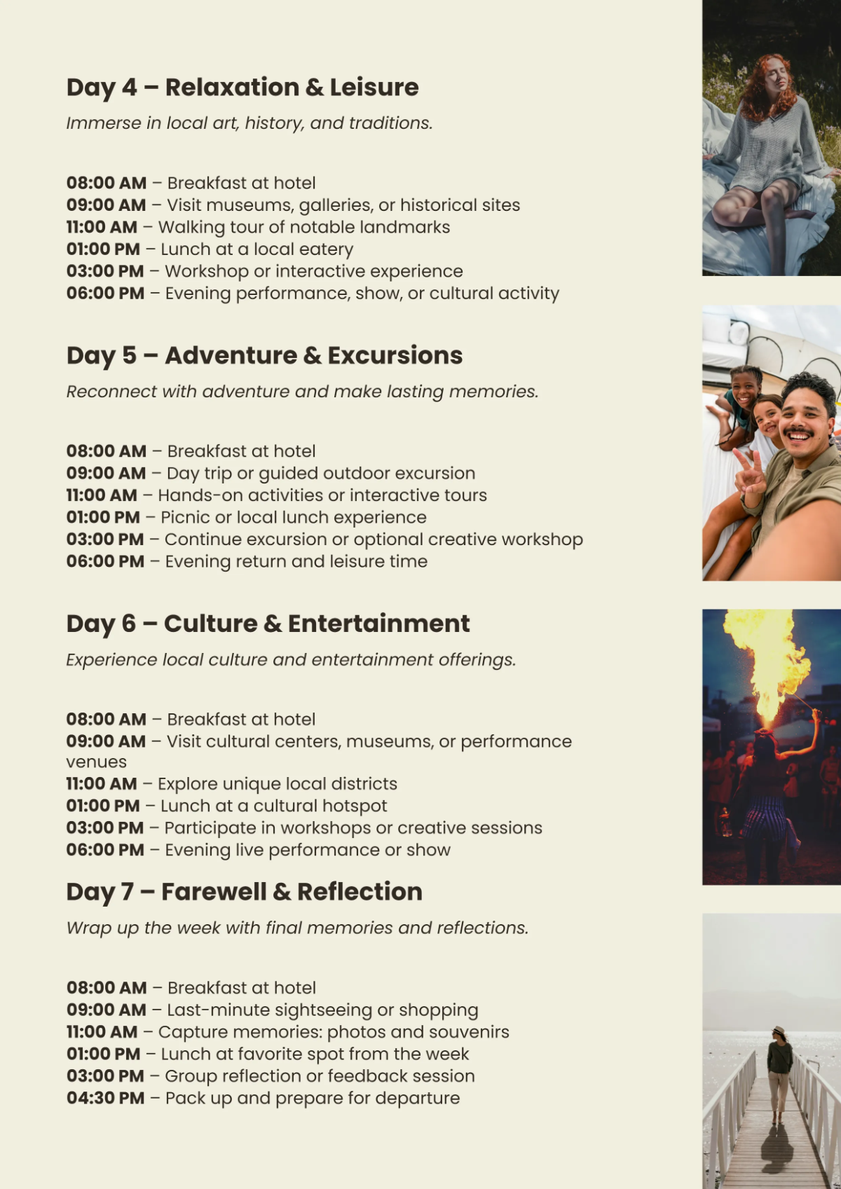 Free Best Daily Itinerary Template to Edit Online