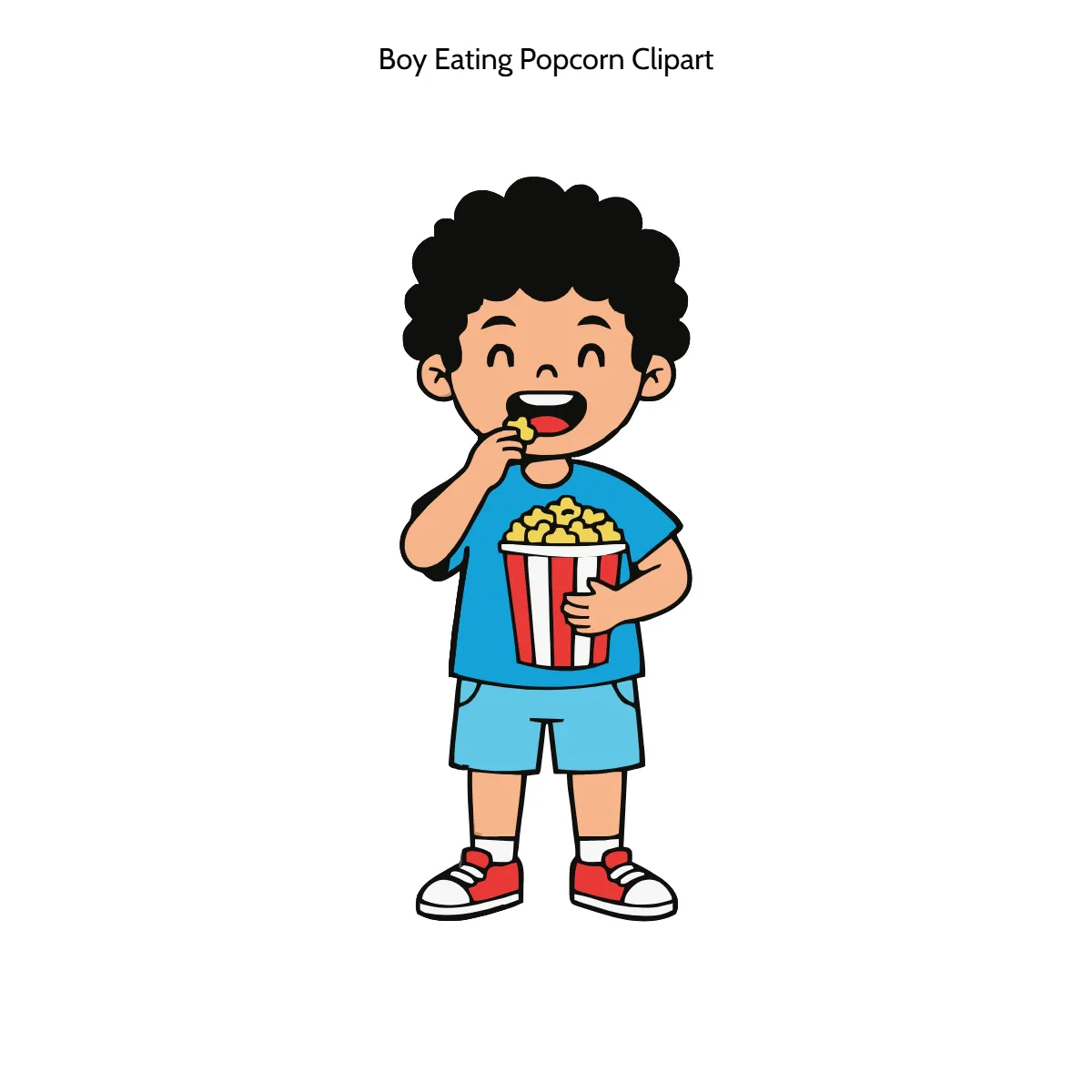 Free Boy Eating Popcorn Vector Clipart (PNG, SVG) to Edit Online