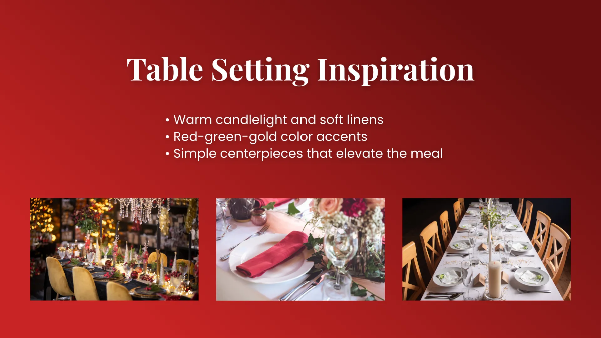 Free Christmas Dinner Presentation Template to Edit Online