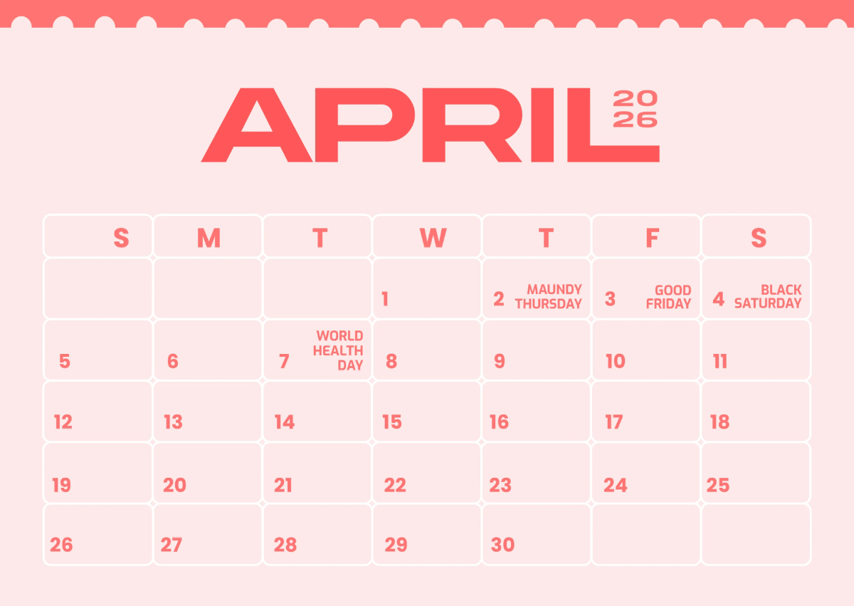 Free April 2026 Holiday Calendar Template to Edit Online