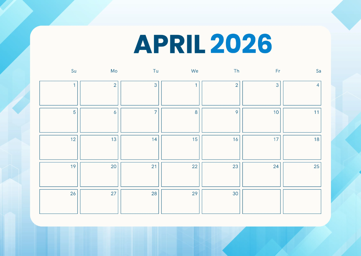 Free Corporate April 2026 Calendar Template to Edit Online
