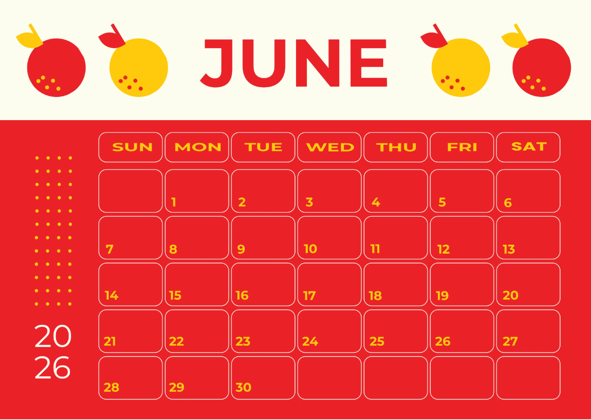 Free Cute June 2026 Calendar Template to Edit Online