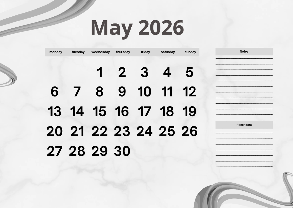 Free May 2026 Corporate Desk Calendar Template to Edit Online