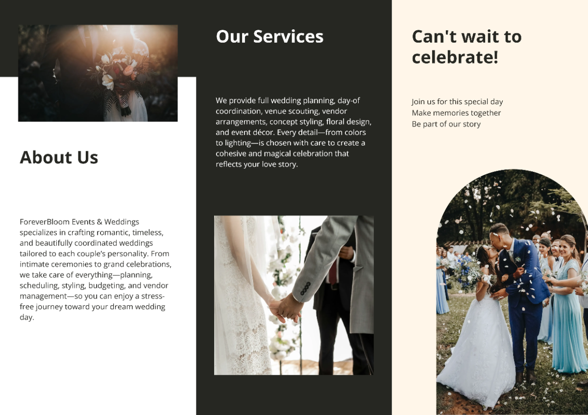 Free A3 Wedding Brochure Template to Edit Online
