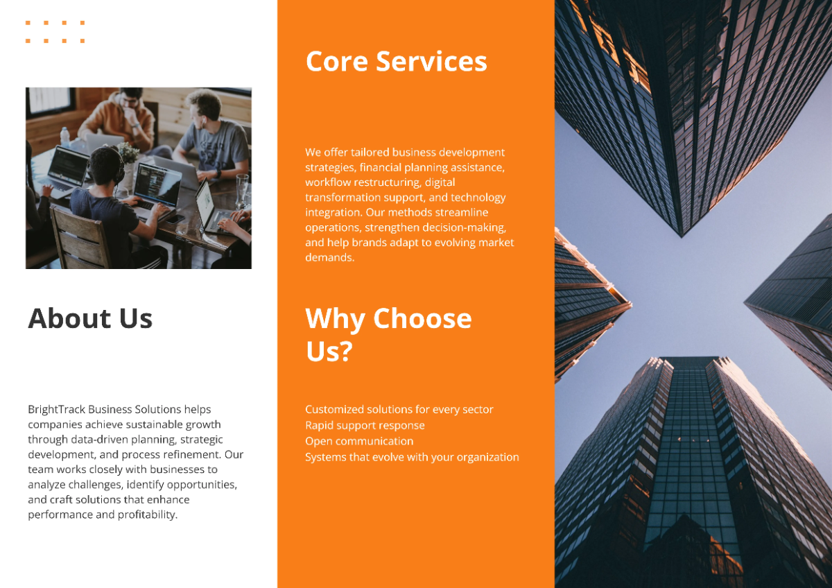Free Orange A3 Business Brochure Template to Edit Online